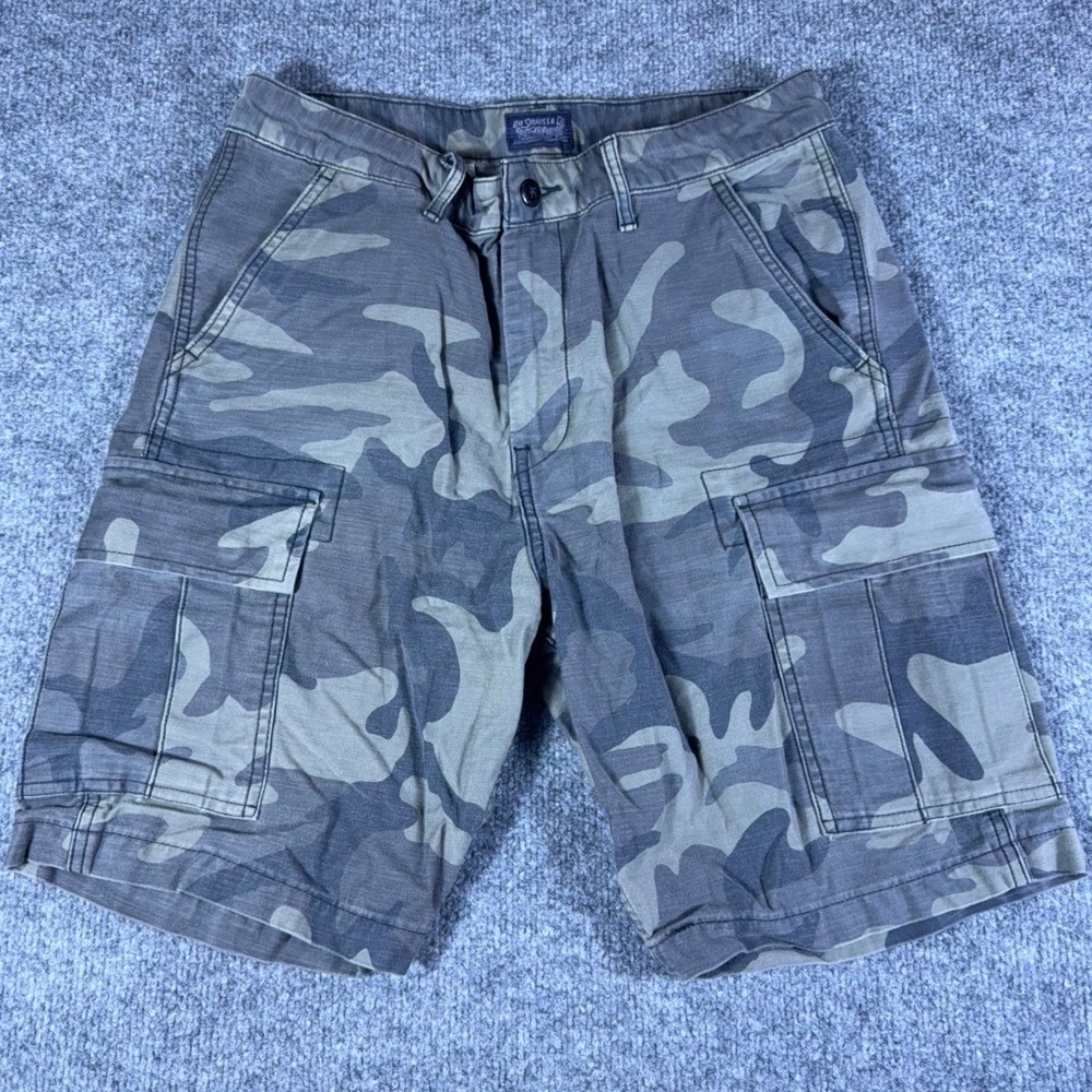 Levis Mens Camo Cargo Shorts Green Brown Camouflage Cotton Casual Size 32